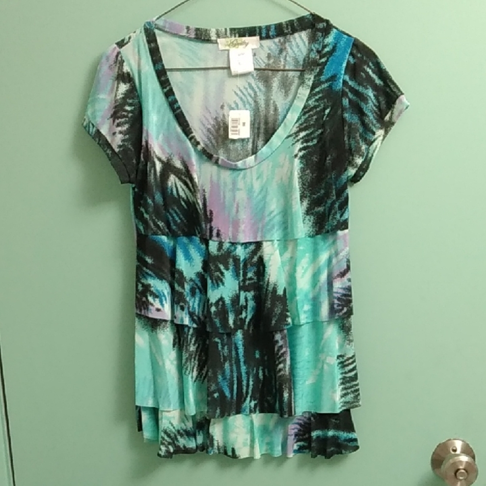 GUILTY Blue and Black Multi Colour  Blouse Size M